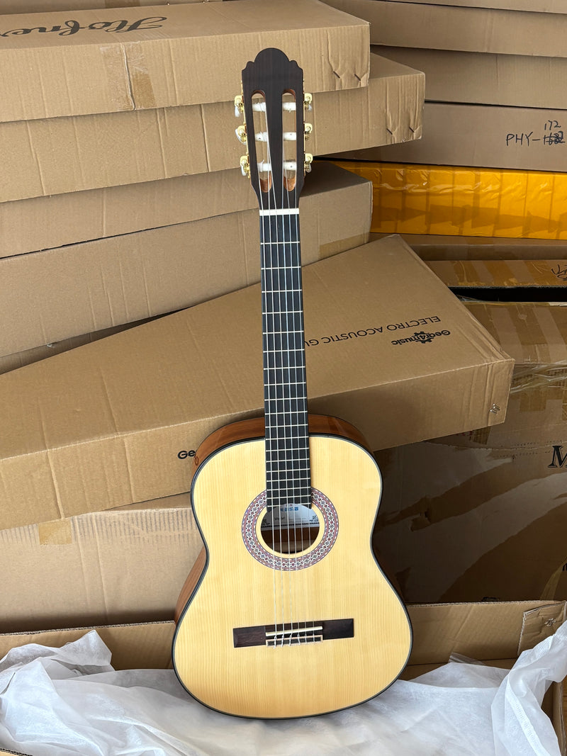 36 Inch Non-Cutaway Solid Spruce Top Classical Guitar with Gloss Finish (TY-036)