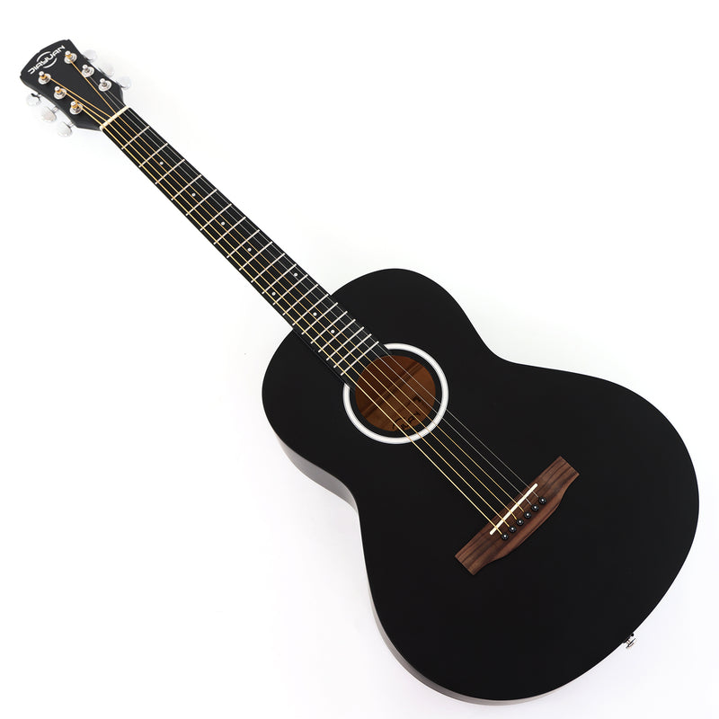 38-inch Acoustic Guitar with Modern Black Matte Finish - Slim Basswood Body (JY-381)
