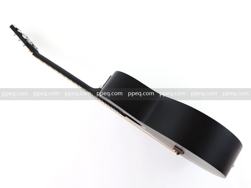 38-inch Acoustic Guitar with Modern Black Matte Finish - Slim Basswood Body (JY-381)