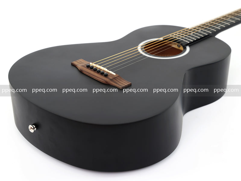 38-inch Acoustic Guitar with Modern Black Matte Finish - Slim Basswood Body (JY-381)