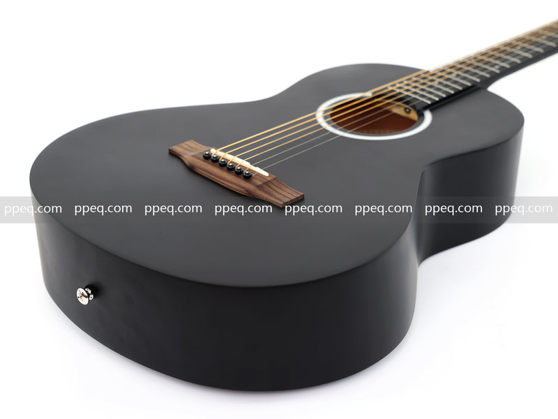 38-inch Acoustic Guitar with Modern Black Matte Finish - Slim Basswood Body (JY-381)