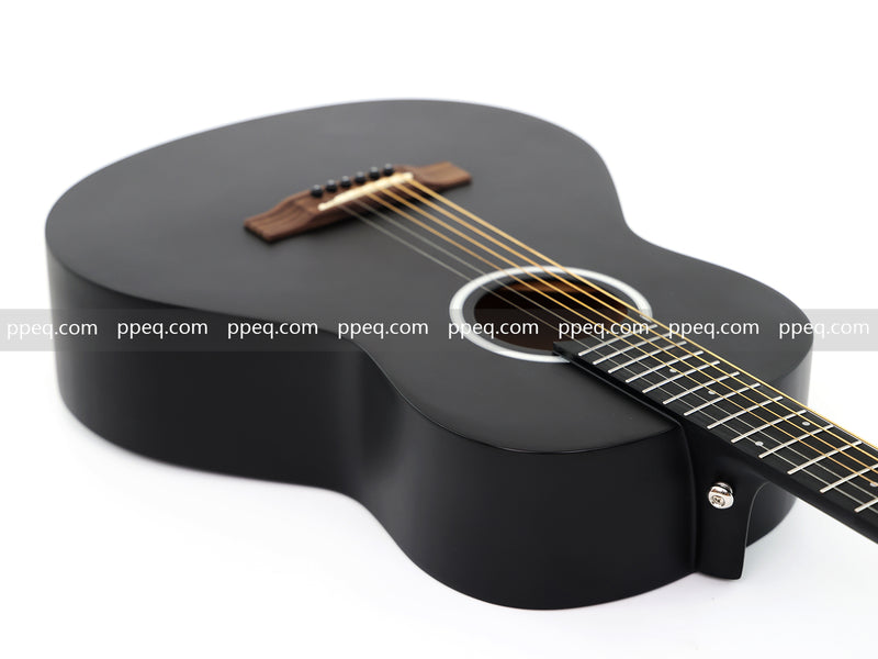 38-inch Acoustic Guitar with Modern Black Matte Finish - Slim Basswood Body (JY-381)