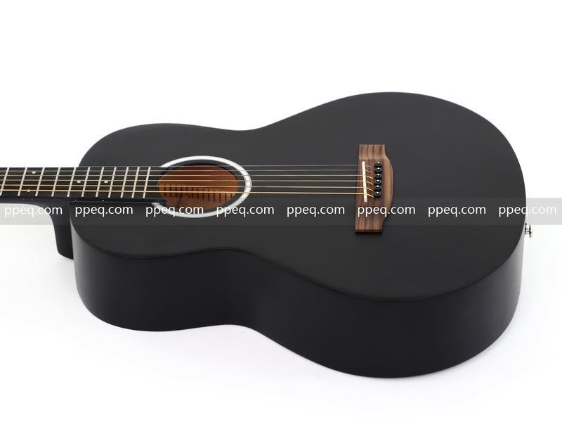 38-inch Acoustic Guitar with Modern Black Matte Finish - Slim Basswood Body (JY-381)