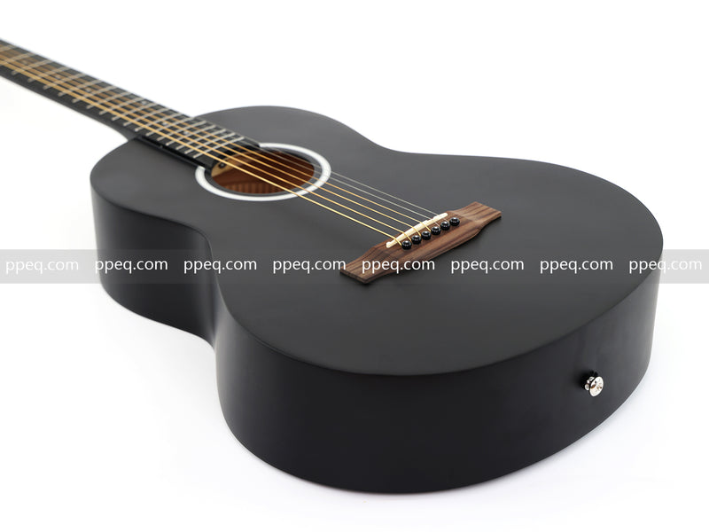 38-inch Acoustic Guitar with Modern Black Matte Finish - Slim Basswood Body (JY-381)