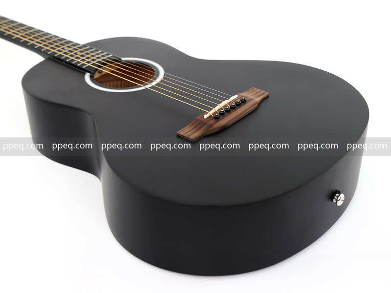 38-inch Acoustic Guitar with Modern Black Matte Finish - Slim Basswood Body (JY-381)