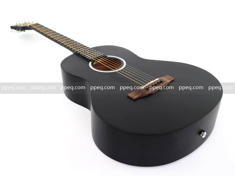 38-inch Acoustic Guitar with Modern Black Matte Finish - Slim Basswood Body (JY-381)