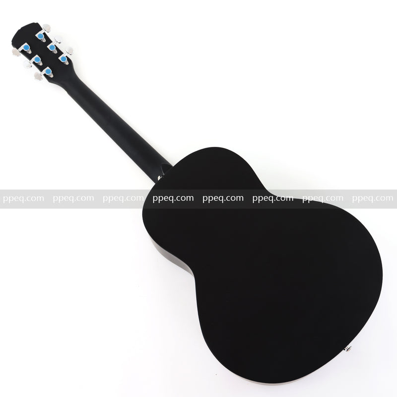 38-inch Acoustic Guitar with Modern Black Matte Finish - Slim Basswood Body (JY-381)