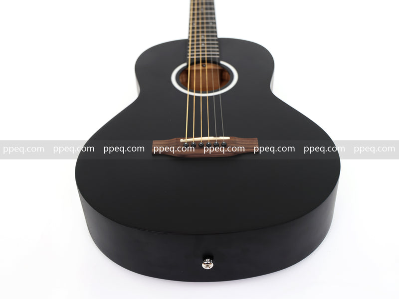 38-inch Acoustic Guitar with Modern Black Matte Finish - Slim Basswood Body (JY-381)