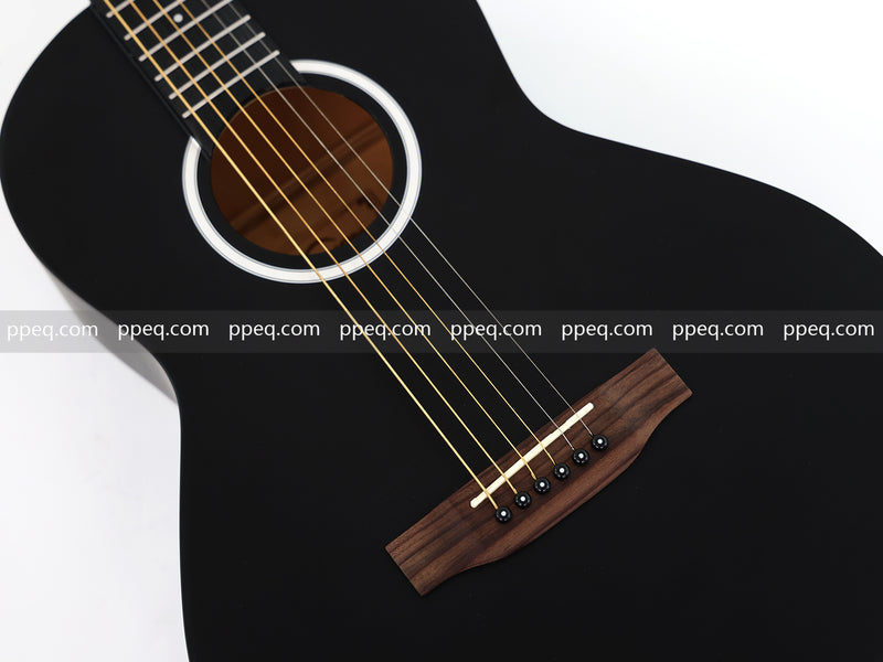 38-inch Acoustic Guitar with Modern Black Matte Finish - Slim Basswood Body (JY-381)