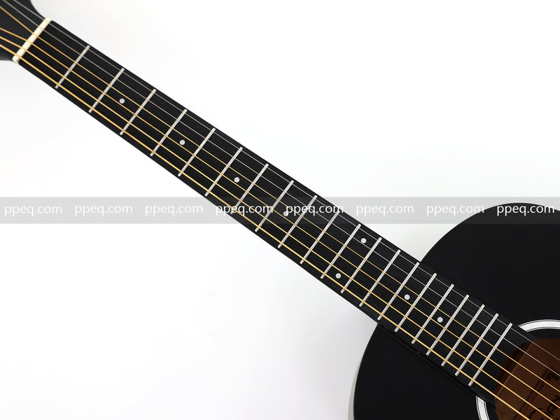 38-inch Acoustic Guitar with Modern Black Matte Finish - Slim Basswood Body (JY-381)