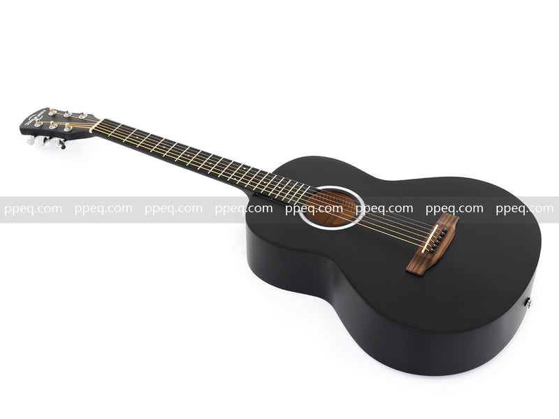38-inch Acoustic Guitar with Modern Black Matte Finish - Slim Basswood Body (JY-381)