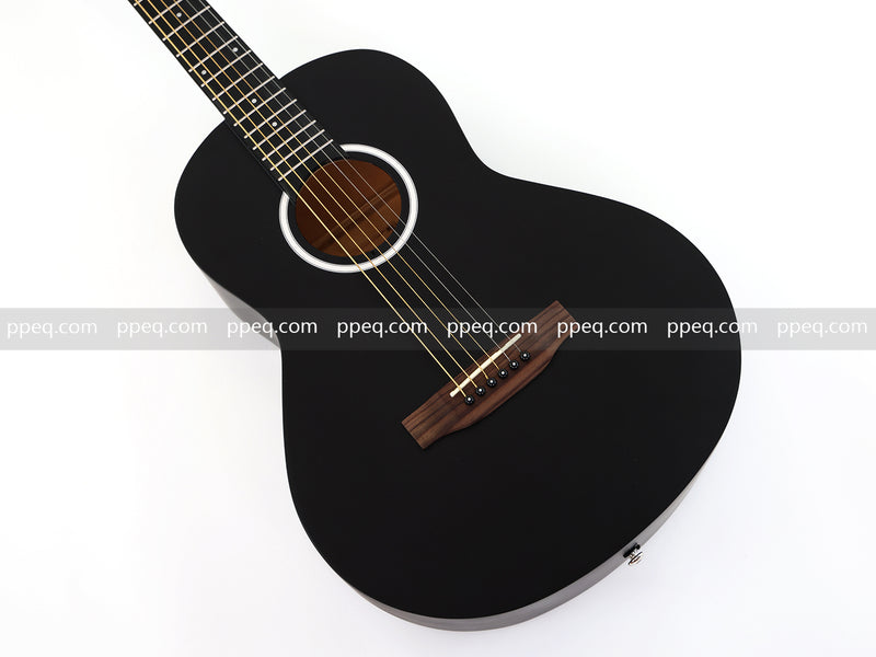 38-inch Acoustic Guitar with Modern Black Matte Finish - Slim Basswood Body (JY-381)