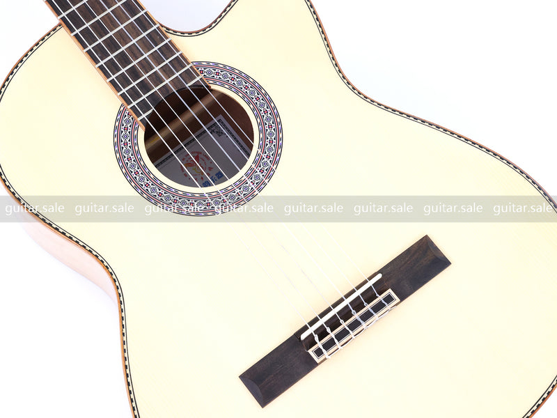 39 Inch 4/4 Full Size Cutaway Classical Guitar with Gloss Natural Finish (TY-022)