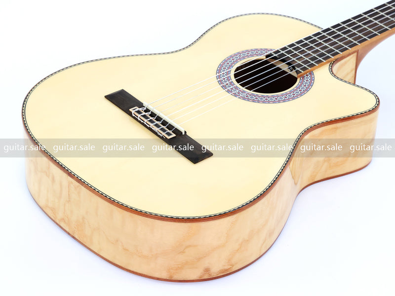 39 Inch 4/4 Full Size Cutaway Classical Guitar with Gloss Natural Finish (TY-022)