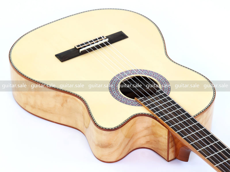 39 Inch 4/4 Full Size Cutaway Classical Guitar with Gloss Natural Finish (TY-022)