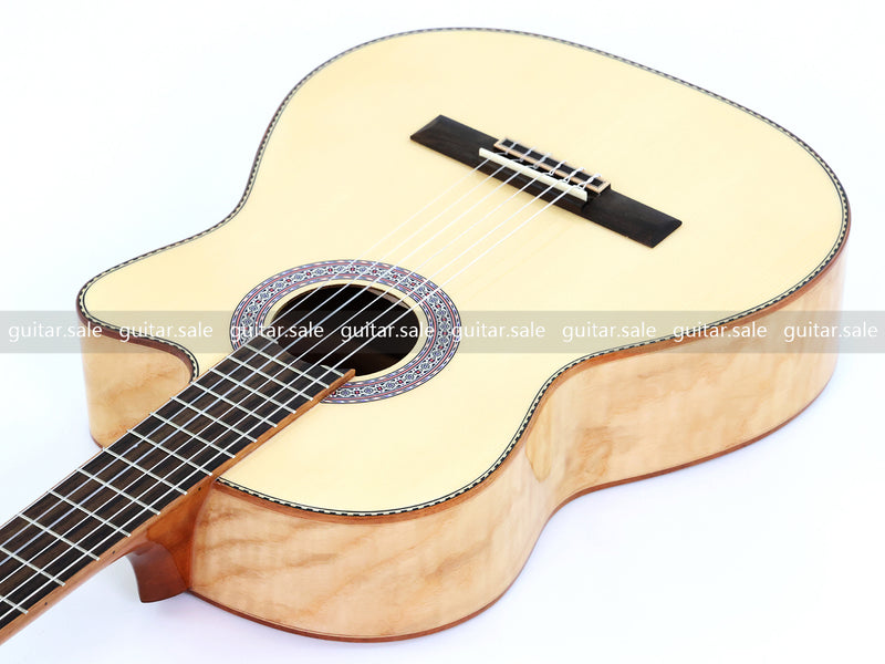 39 Inch 4/4 Full Size Cutaway Classical Guitar with Gloss Natural Finish (TY-022)