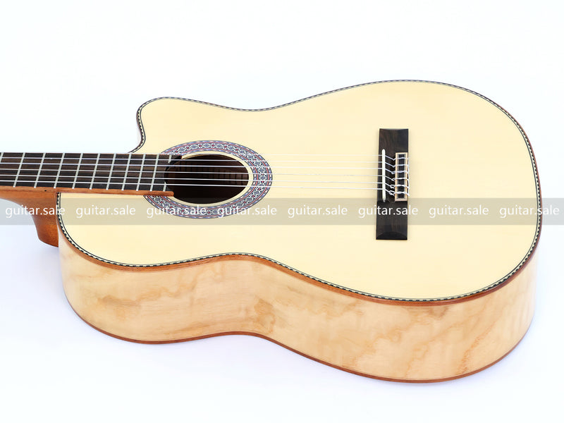 39 Inch 4/4 Full Size Cutaway Classical Guitar with Gloss Natural Finish (TY-022)