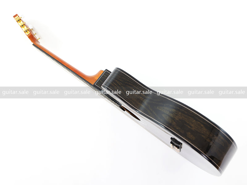 39 Inch 4/4 Full Size Standard Cutaway Classical Guitar with Black Gold Flake Gloss Finish (PMG-018)