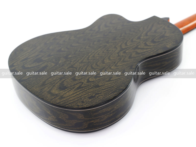39 Inch 4/4 Full Size Standard Cutaway Classical Guitar with Black Gold Flake Gloss Finish (PMG-018)