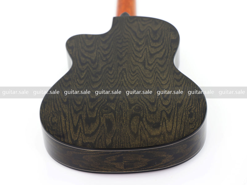39 Inch 4/4 Full Size Standard Cutaway Classical Guitar with Black Gold Flake Gloss Finish (PMG-018)