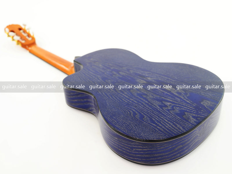 39 Inch 4/4 Full Size Standard Cutaway Classical Guitar with Blue Gold Flake Gloss Finish (PMG-019)