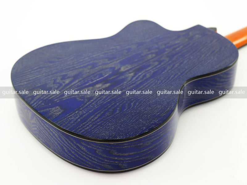 39 Inch 4/4 Full Size Standard Cutaway Classical Guitar with Blue Gold Flake Gloss Finish (PMG-019)