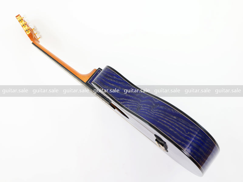 39 Inch 4/4 Full Size Standard Cutaway Classical Guitar with Blue Gold Flake Gloss Finish (PMG-019)