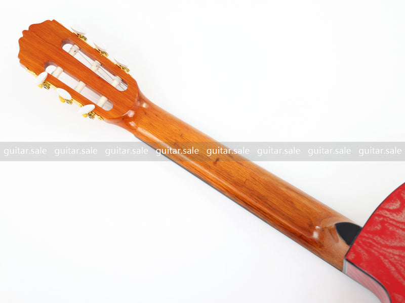 39 Inch 4/4 Full Size Standard Cutaway Classical Guitar with Red Gold Flake Gloss Finish (PMG-020)
