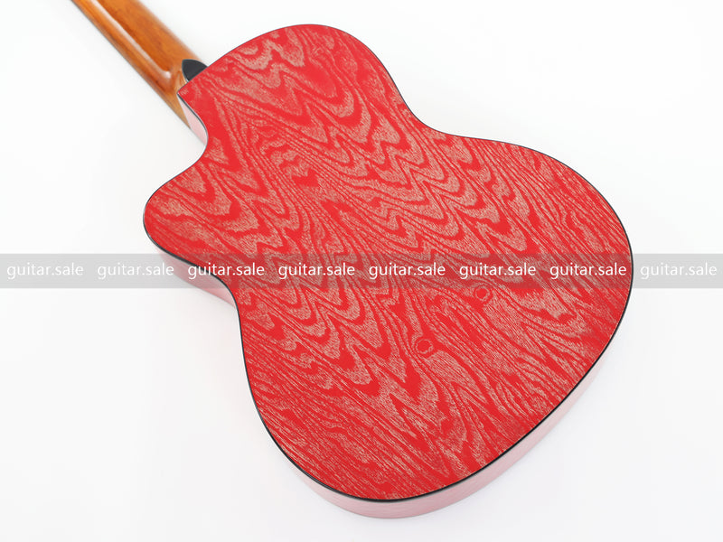 39 Inch 4/4 Full Size Standard Cutaway Classical Guitar with Red Gold Flake Gloss Finish (PMG-020)