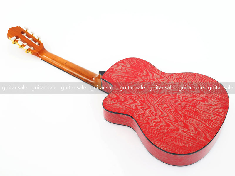 39 Inch 4/4 Full Size Standard Cutaway Classical Guitar with Red Gold Flake Gloss Finish (PMG-020)