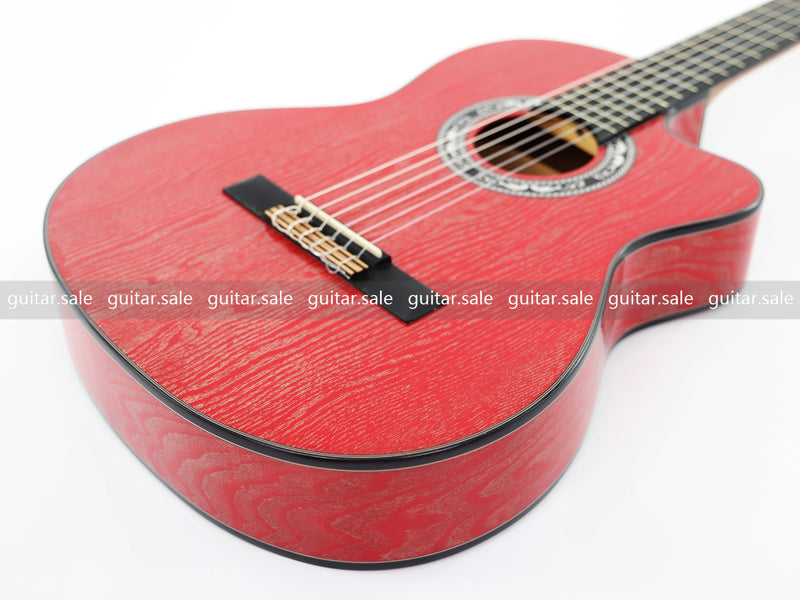 39 Inch 4/4 Full Size Standard Cutaway Classical Guitar with Red Gold Flake Gloss Finish (PMG-020)