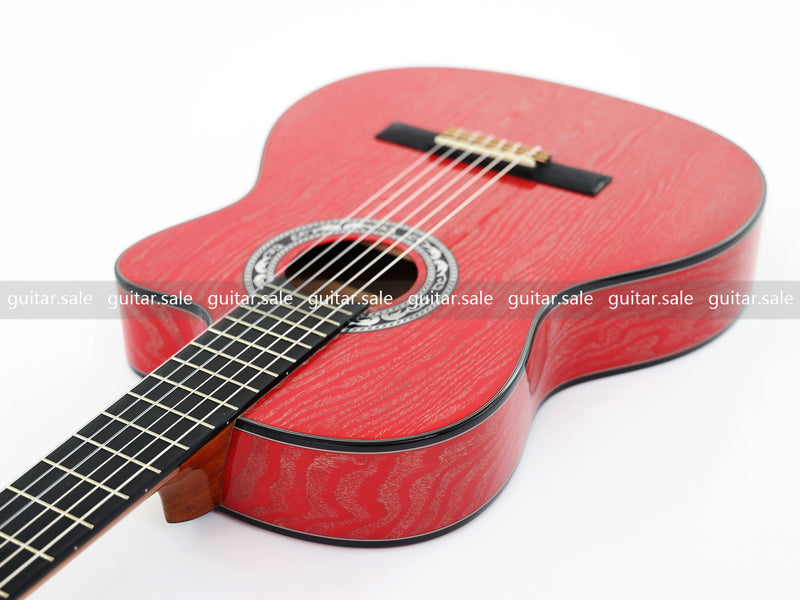 39 Inch 4/4 Full Size Standard Cutaway Classical Guitar with Red Gold Flake Gloss Finish (PMG-020)
