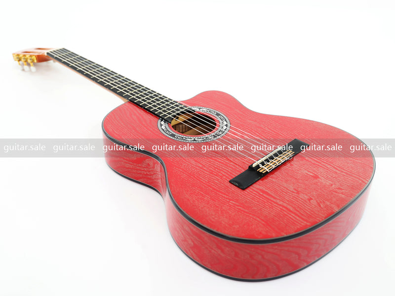 39 Inch 4/4 Full Size Standard Cutaway Classical Guitar with Red Gold Flake Gloss Finish (PMG-020)