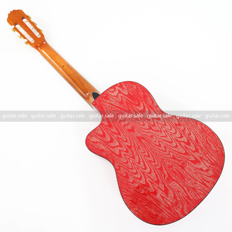 39 Inch 4/4 Full Size Standard Cutaway Classical Guitar with Red Gold Flake Gloss Finish (PMG-020)