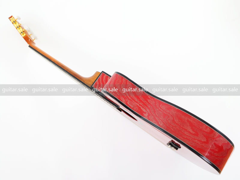 39 Inch 4/4 Full Size Standard Cutaway Classical Guitar with Red Gold Flake Gloss Finish (PMG-020)