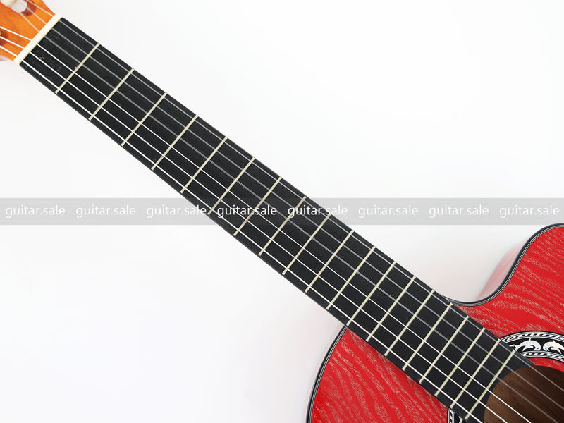 39 Inch 4/4 Full Size Standard Cutaway Classical Guitar with Red Gold Flake Gloss Finish (PMG-020)