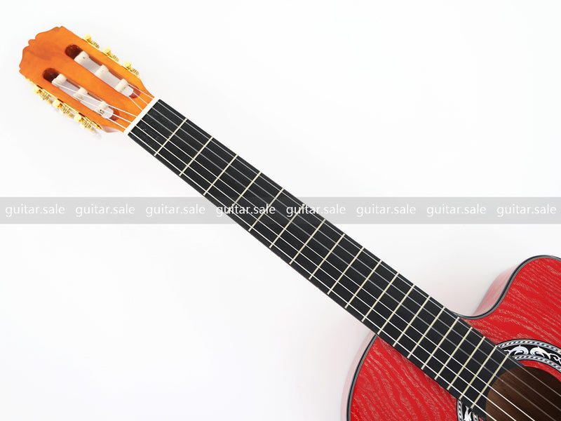 39 Inch 4/4 Full Size Standard Cutaway Classical Guitar with Red Gold Flake Gloss Finish (PMG-020)