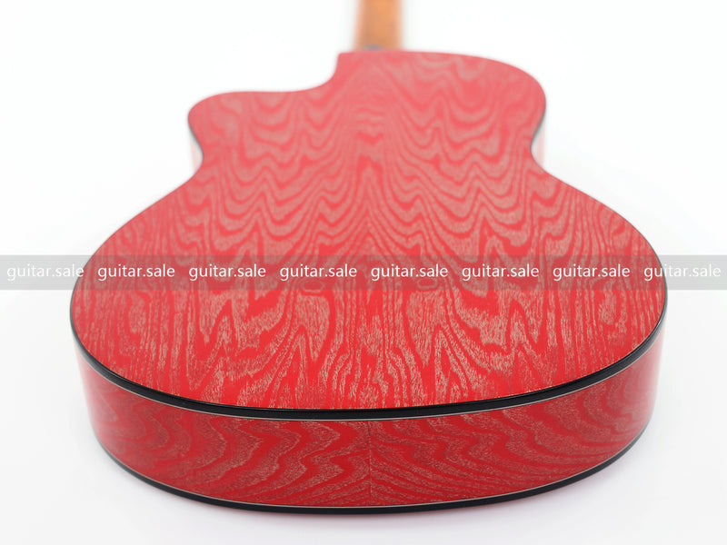 39 Inch 4/4 Full Size Standard Cutaway Classical Guitar with Red Gold Flake Gloss Finish (PMG-020)