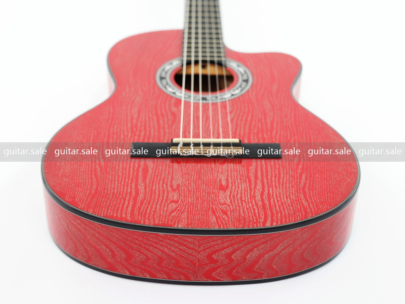 39 Inch 4/4 Full Size Standard Cutaway Classical Guitar with Red Gold Flake Gloss Finish (PMG-020)