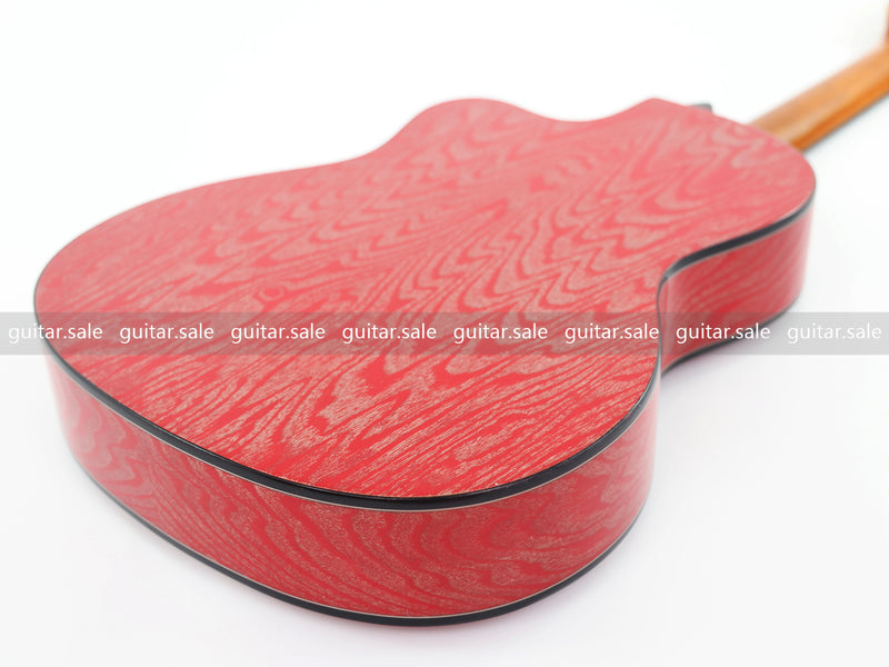39 Inch 4/4 Full Size Standard Cutaway Classical Guitar with Red Gold Flake Gloss Finish (PMG-020)