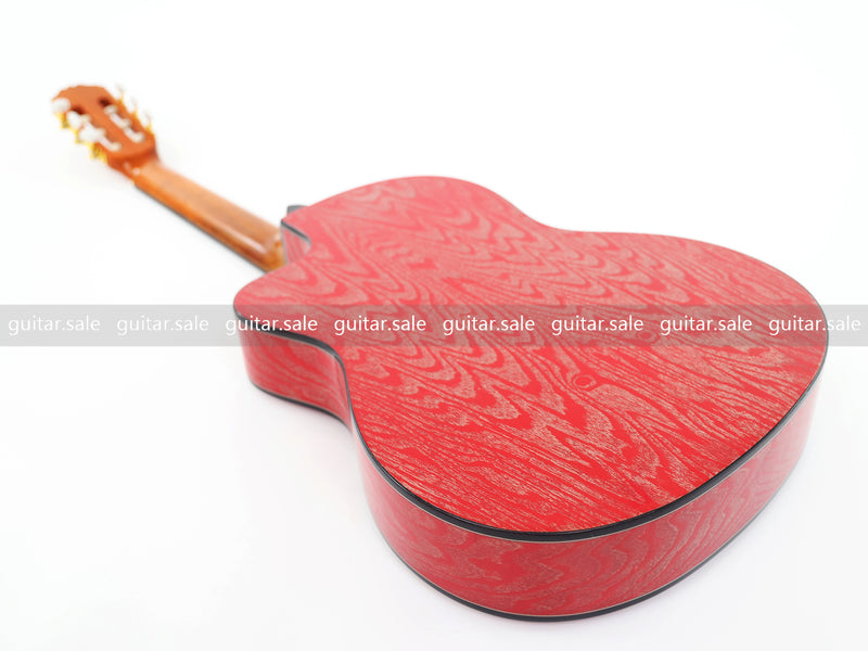 39 Inch 4/4 Full Size Standard Cutaway Classical Guitar with Red Gold Flake Gloss Finish (PMG-020)