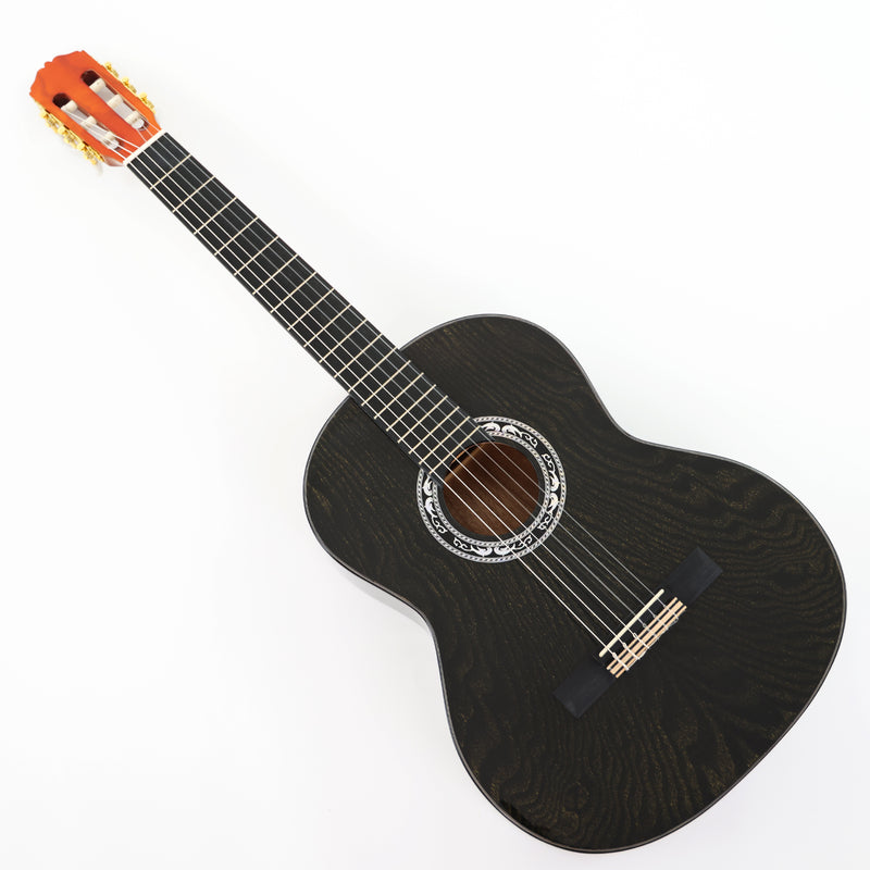 39 Inch 4/4 Full Size Standard Non-Cutaway Classical Guitar with Black Gold Flake Gloss Finish (PMG-017)