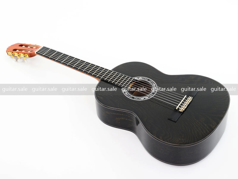 39 Inch 4/4 Full Size Standard Non-Cutaway Classical Guitar with Black Gold Flake Gloss Finish (PMG-017)