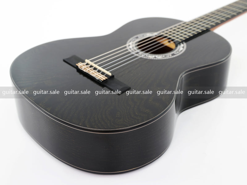 39 Inch 4/4 Full Size Standard Non-Cutaway Classical Guitar with Black Gold Flake Gloss Finish (PMG-017)