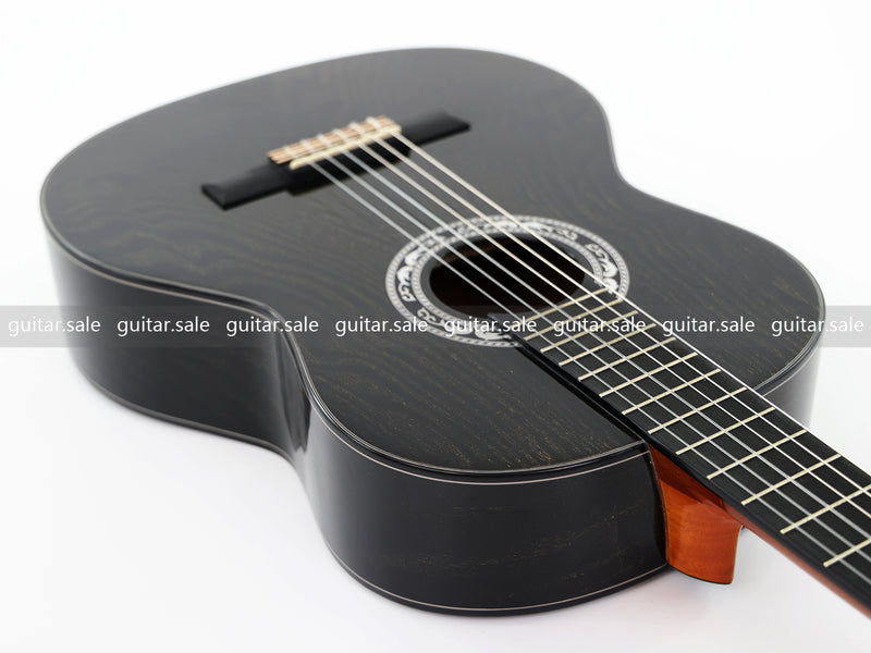 39 Inch 4/4 Full Size Standard Non-Cutaway Classical Guitar with Black Gold Flake Gloss Finish (PMG-017)