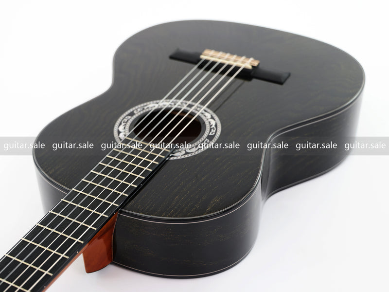39 Inch 4/4 Full Size Standard Non-Cutaway Classical Guitar with Black Gold Flake Gloss Finish (PMG-017)