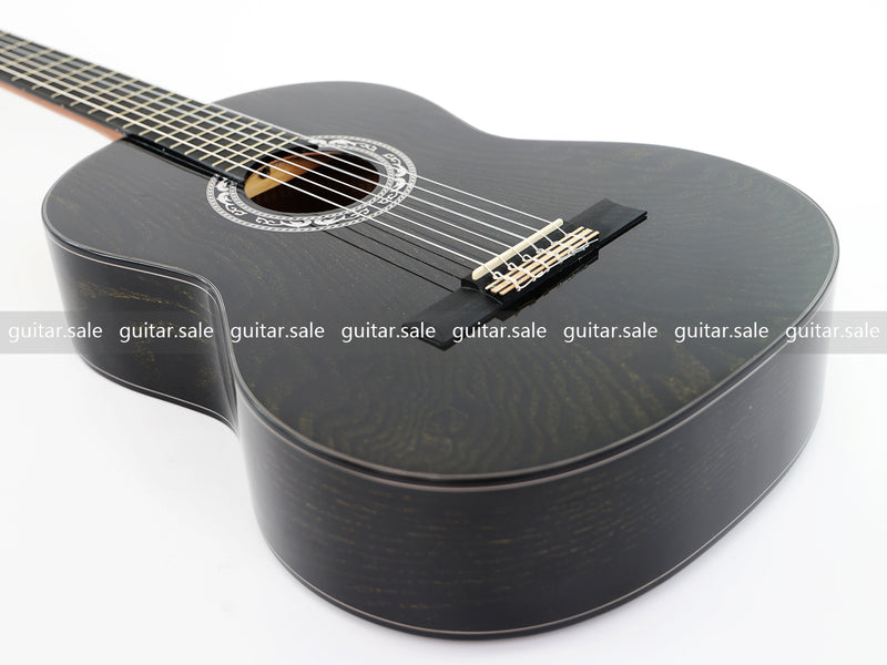 39 Inch 4/4 Full Size Standard Non-Cutaway Classical Guitar with Black Gold Flake Gloss Finish (PMG-017)