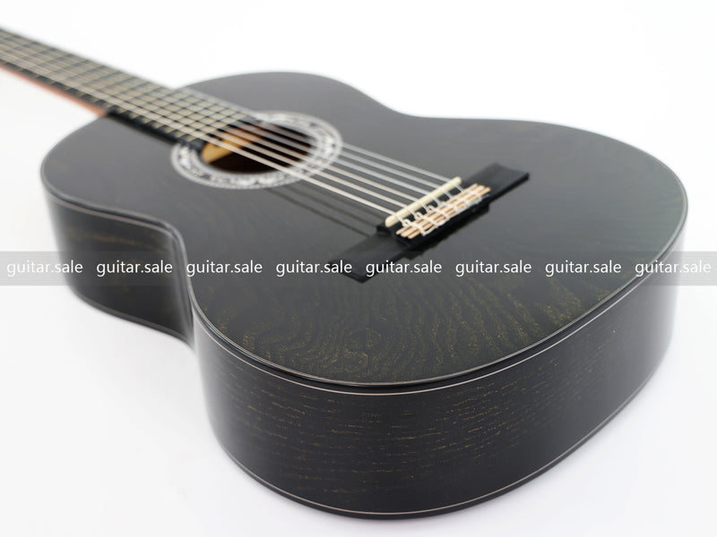 39 Inch 4/4 Full Size Standard Non-Cutaway Classical Guitar with Black Gold Flake Gloss Finish (PMG-017)