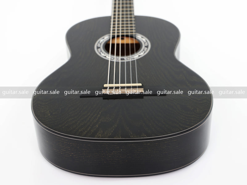 39 Inch 4/4 Full Size Standard Non-Cutaway Classical Guitar with Black Gold Flake Gloss Finish (PMG-017)