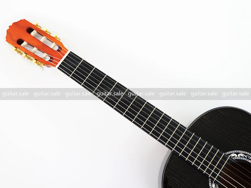 39 Inch 4/4 Full Size Standard Non-Cutaway Classical Guitar with Black Gold Flake Gloss Finish (PMG-017)